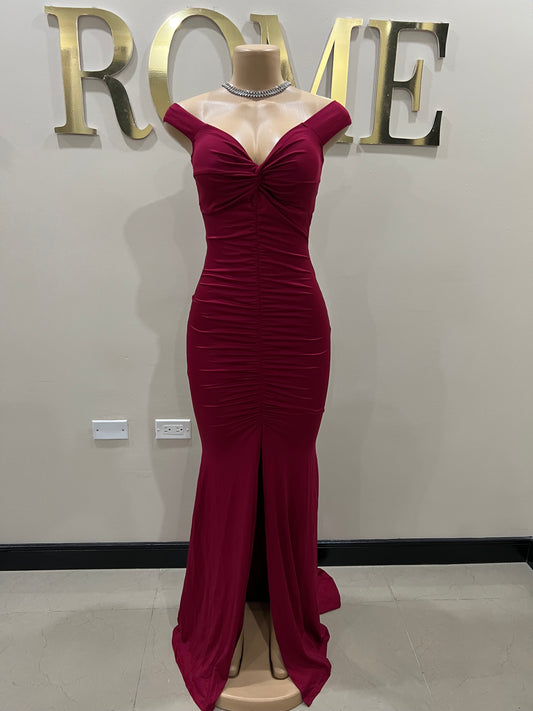 Kerry Elle Train Dress (Burgundy)