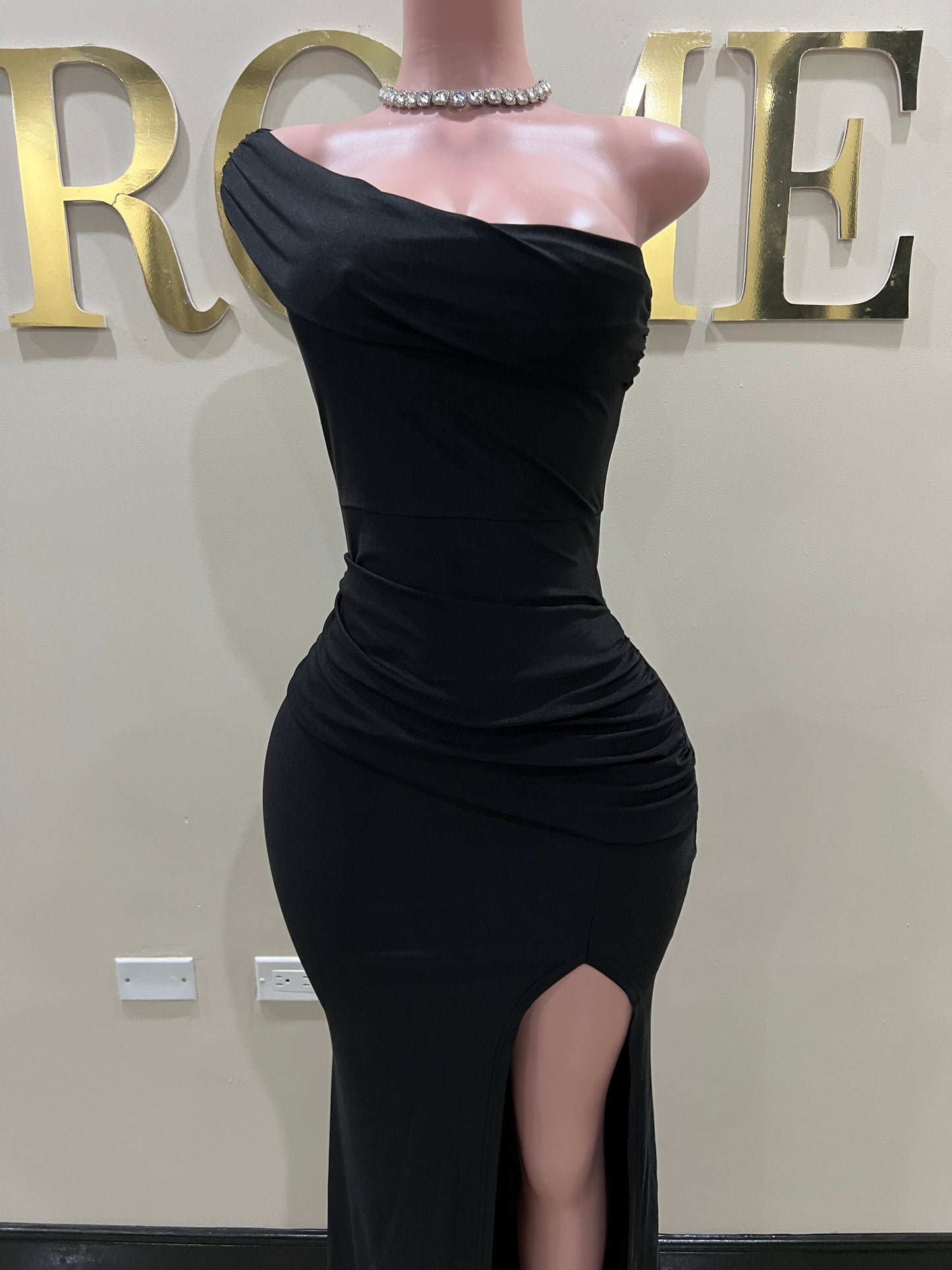 Kerry One Shoulder Dress (Black)