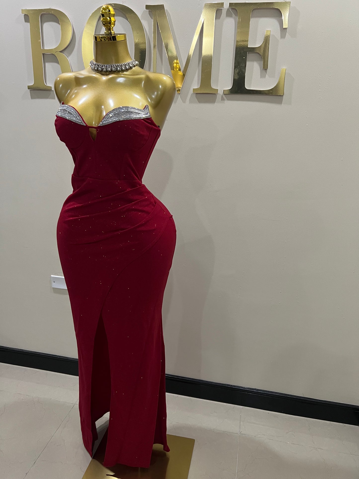 Tyla Glitter Dress (Red)