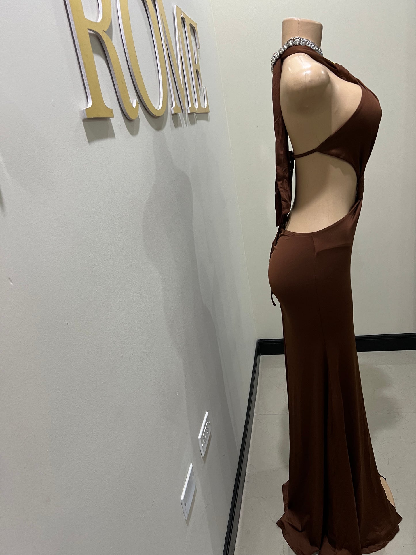 Indie Vibe Rings Dress (Brown)