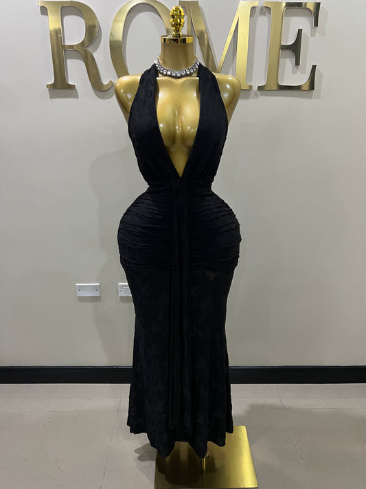 Chinelle Nara Halter Lace Dress (Black)