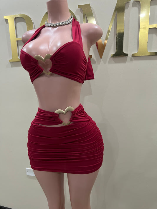 Ming Heart Short Skirt Set (Red)