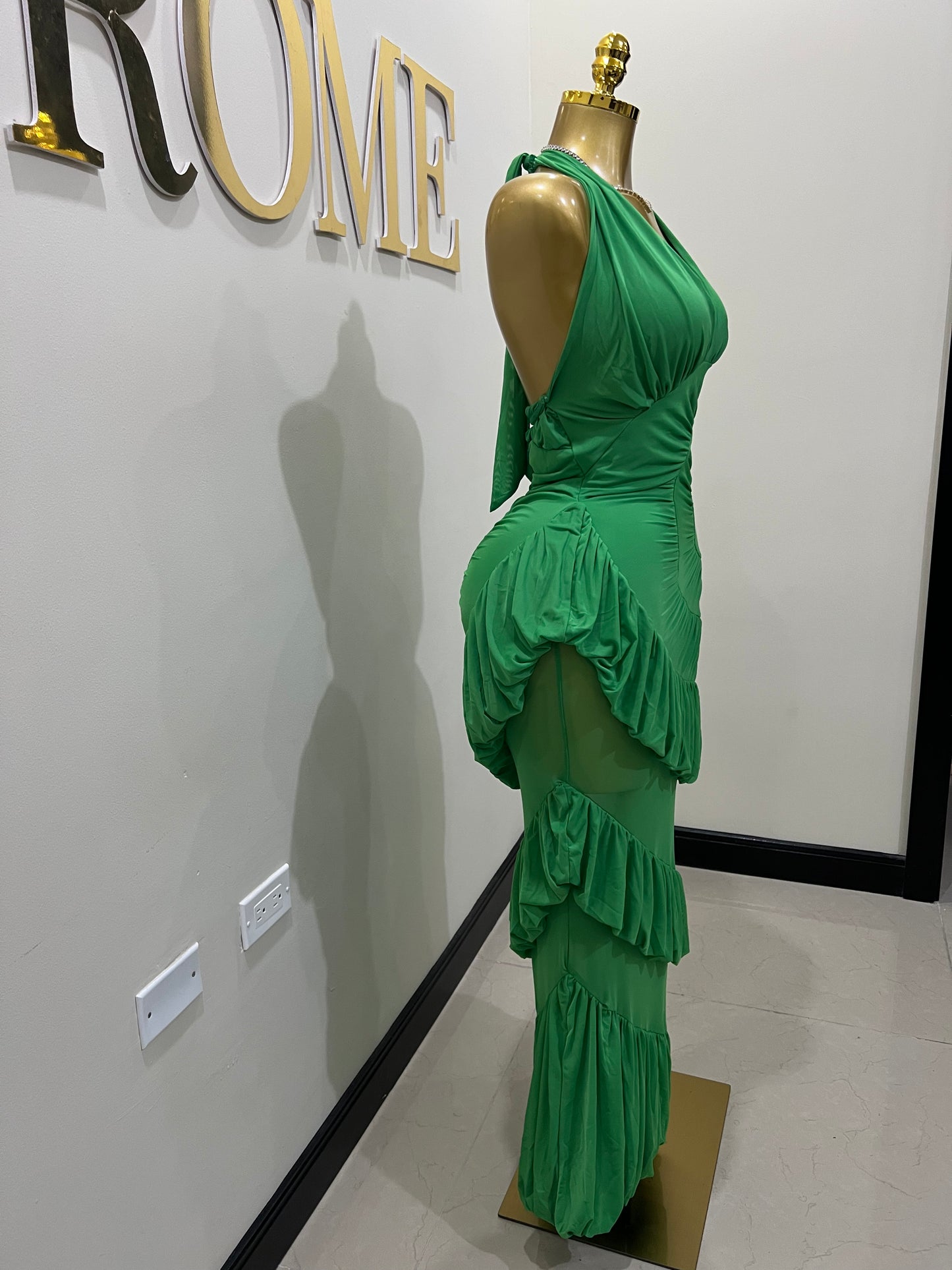 Courtili Ruffle Mesh Dress (Green)