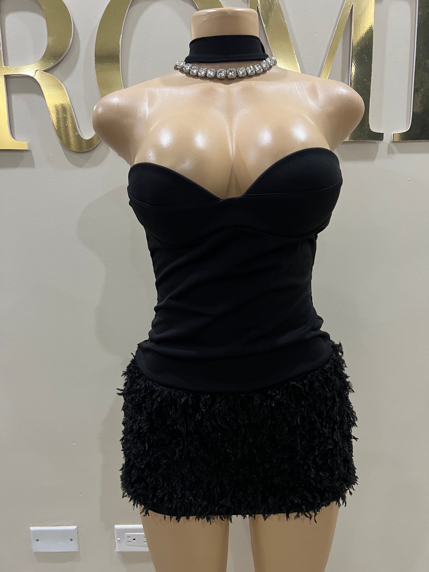 Cindy Fur Dress (Black)