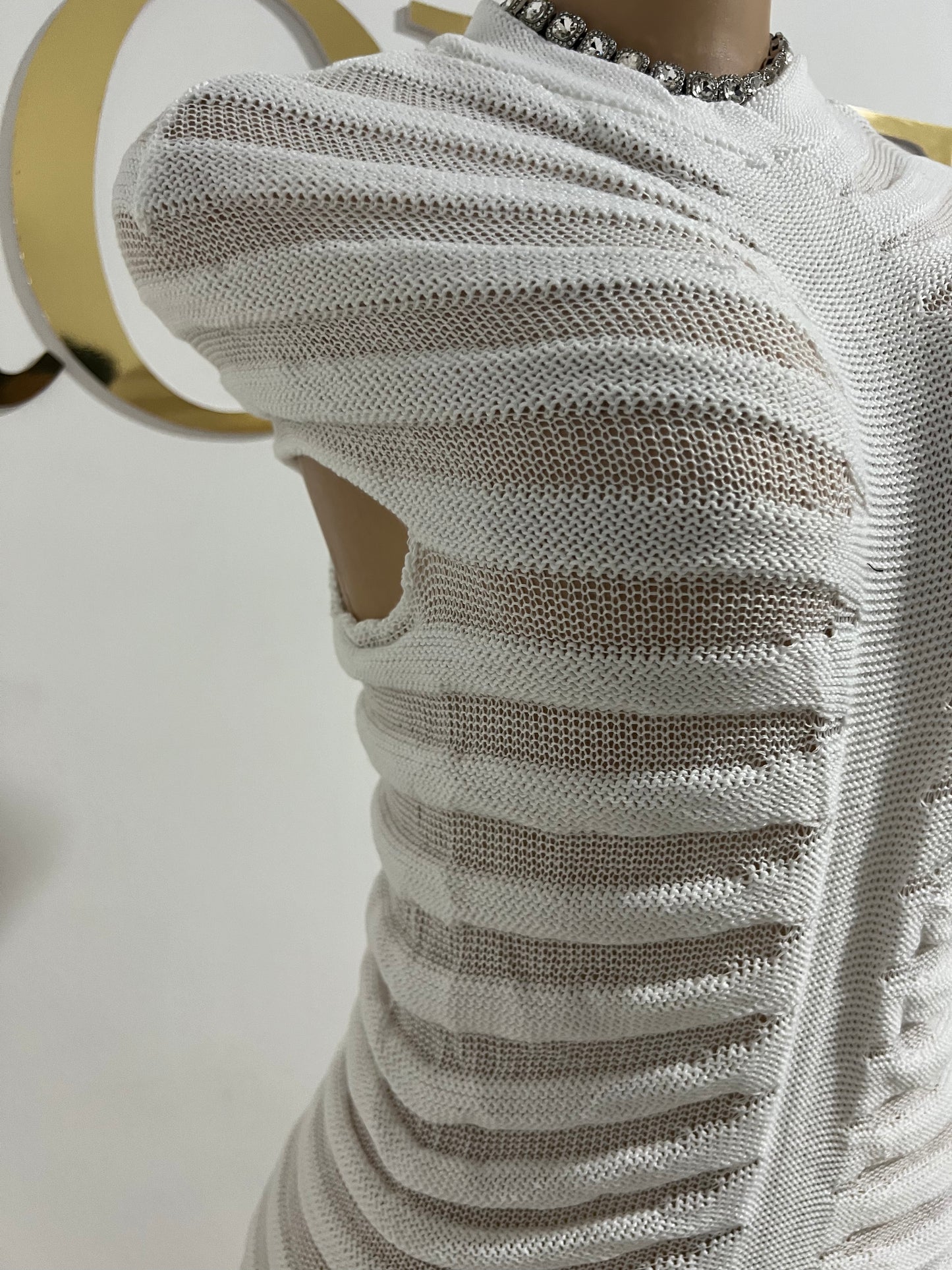 Jasmine Super Mini Crochet Dress (White)