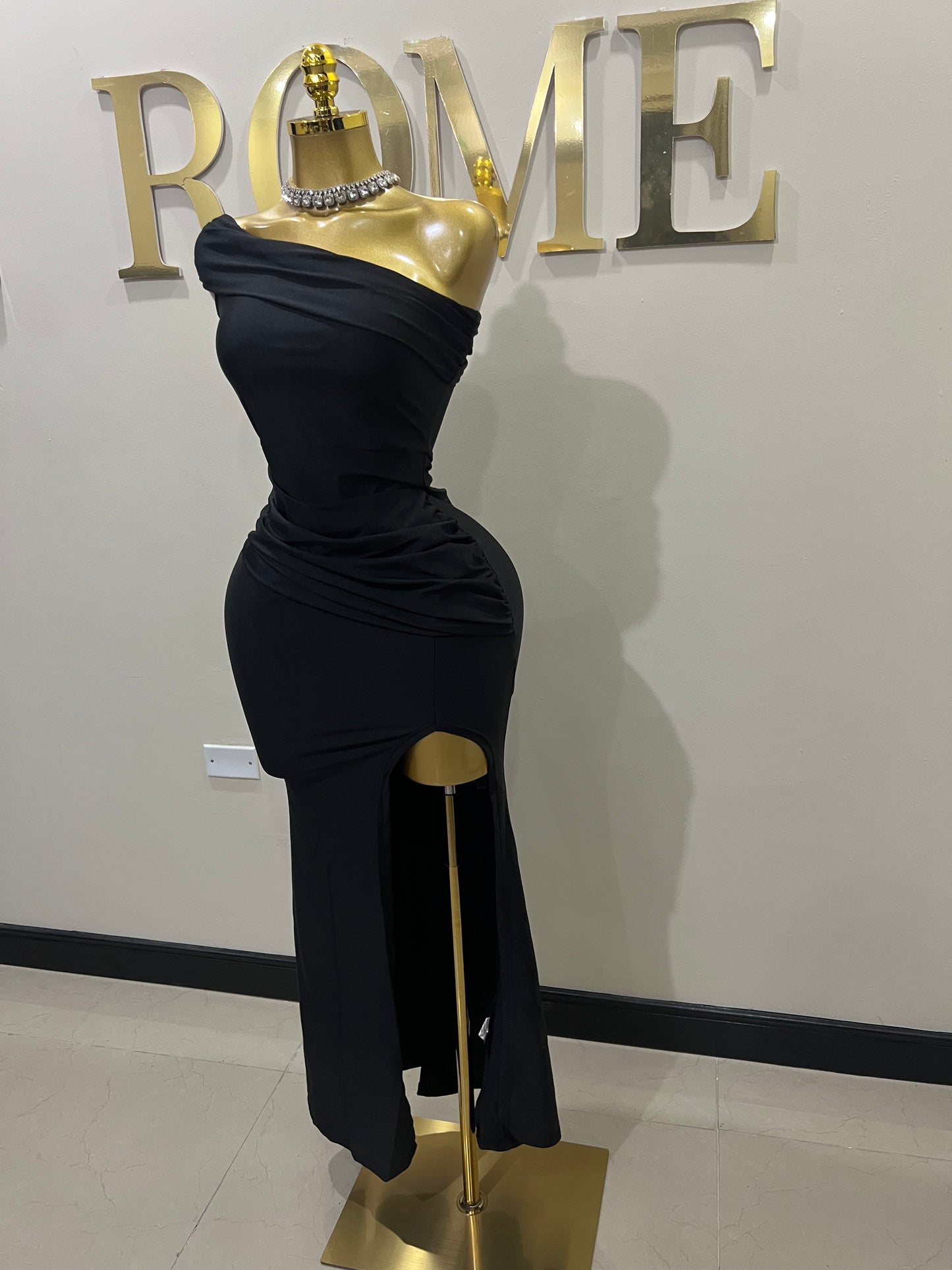Kerry One Shoulder Dress (Black)