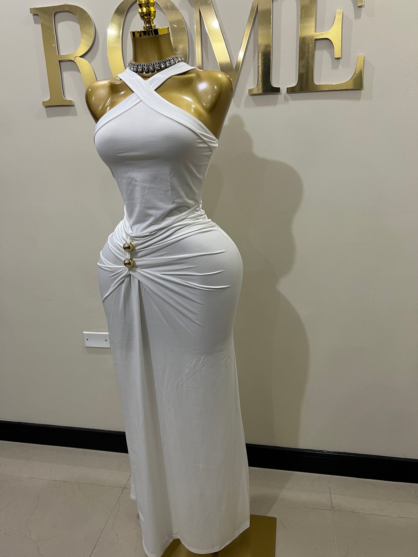 Olive Dress (White)