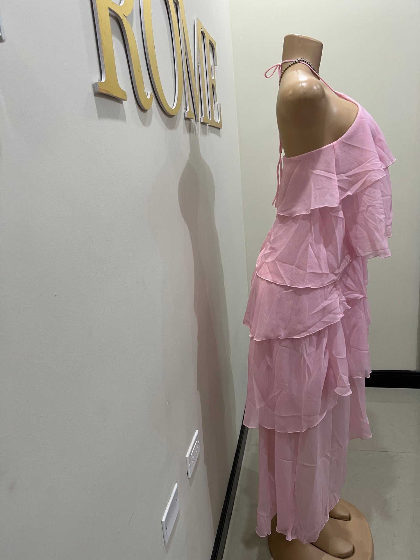 Rumi Ruffle Long Dress (Pink)