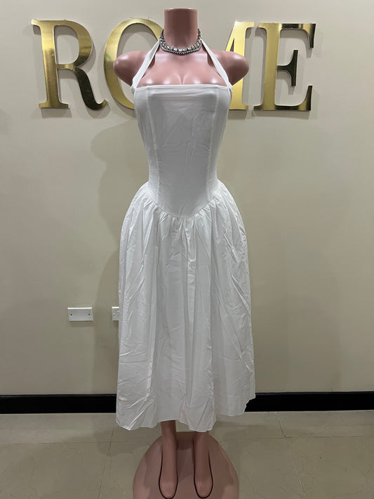 Diana Halter Dress (White)