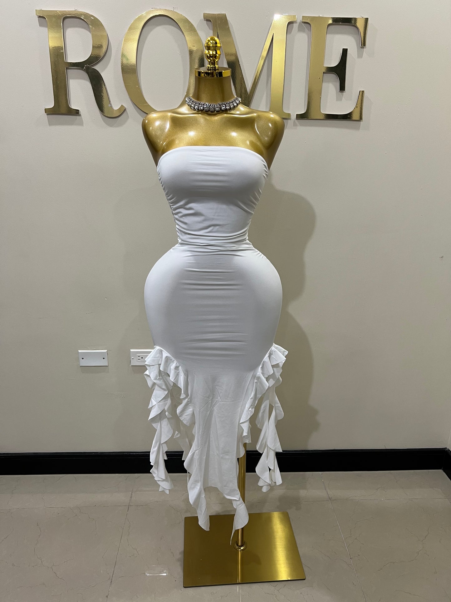 Nia Ruffle Dress (White)