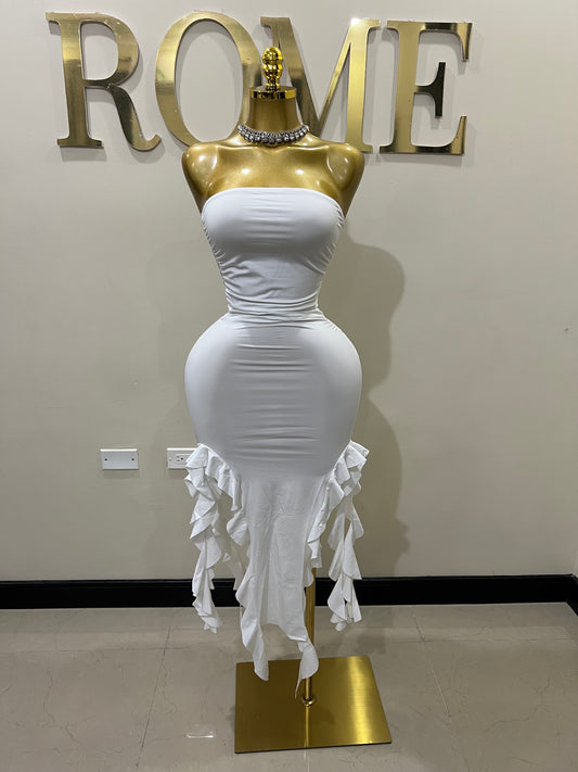 Nia Ruffle Dress (White)