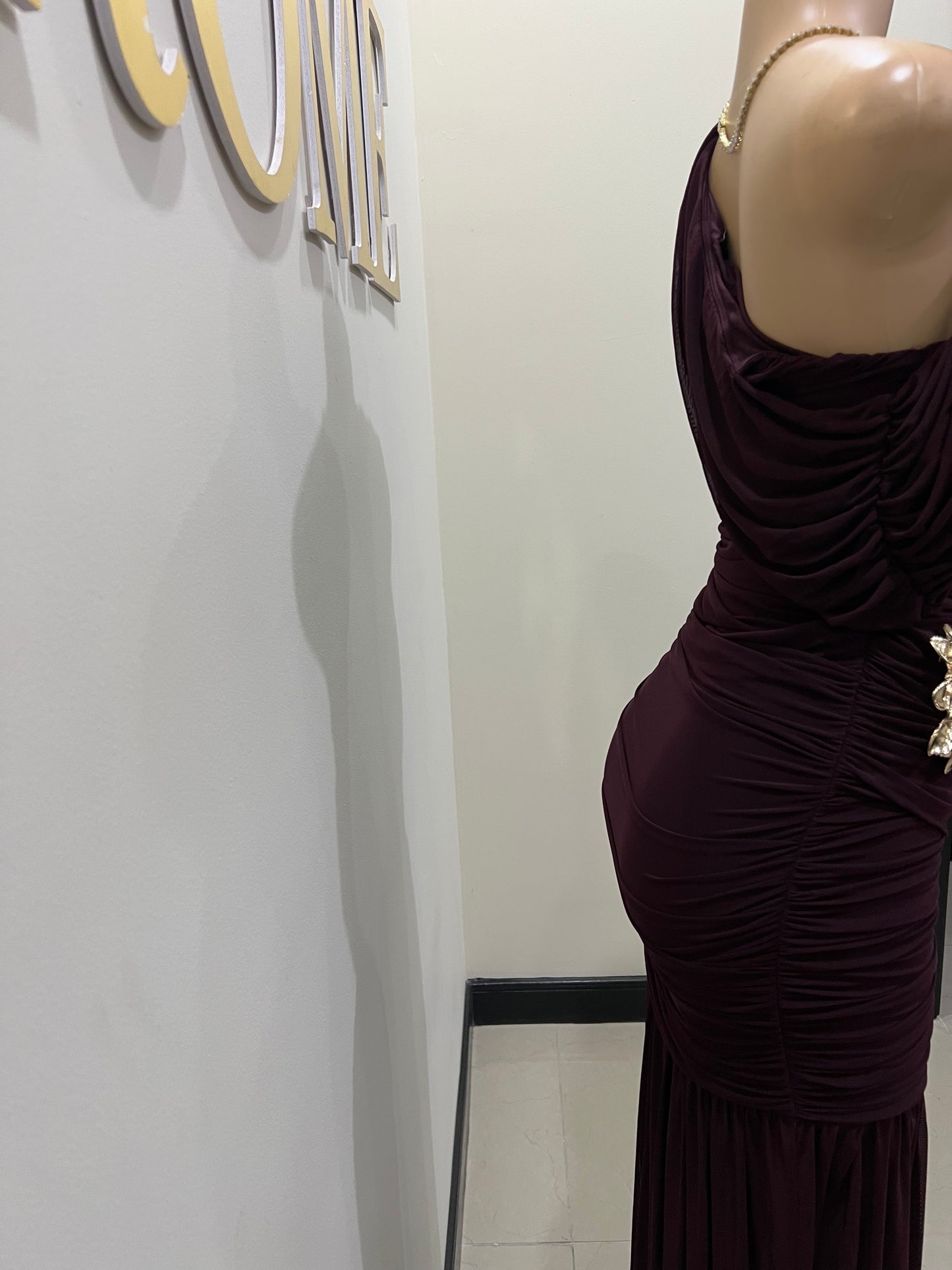 Michelle Lydia Shoulder Dress (Espresso)