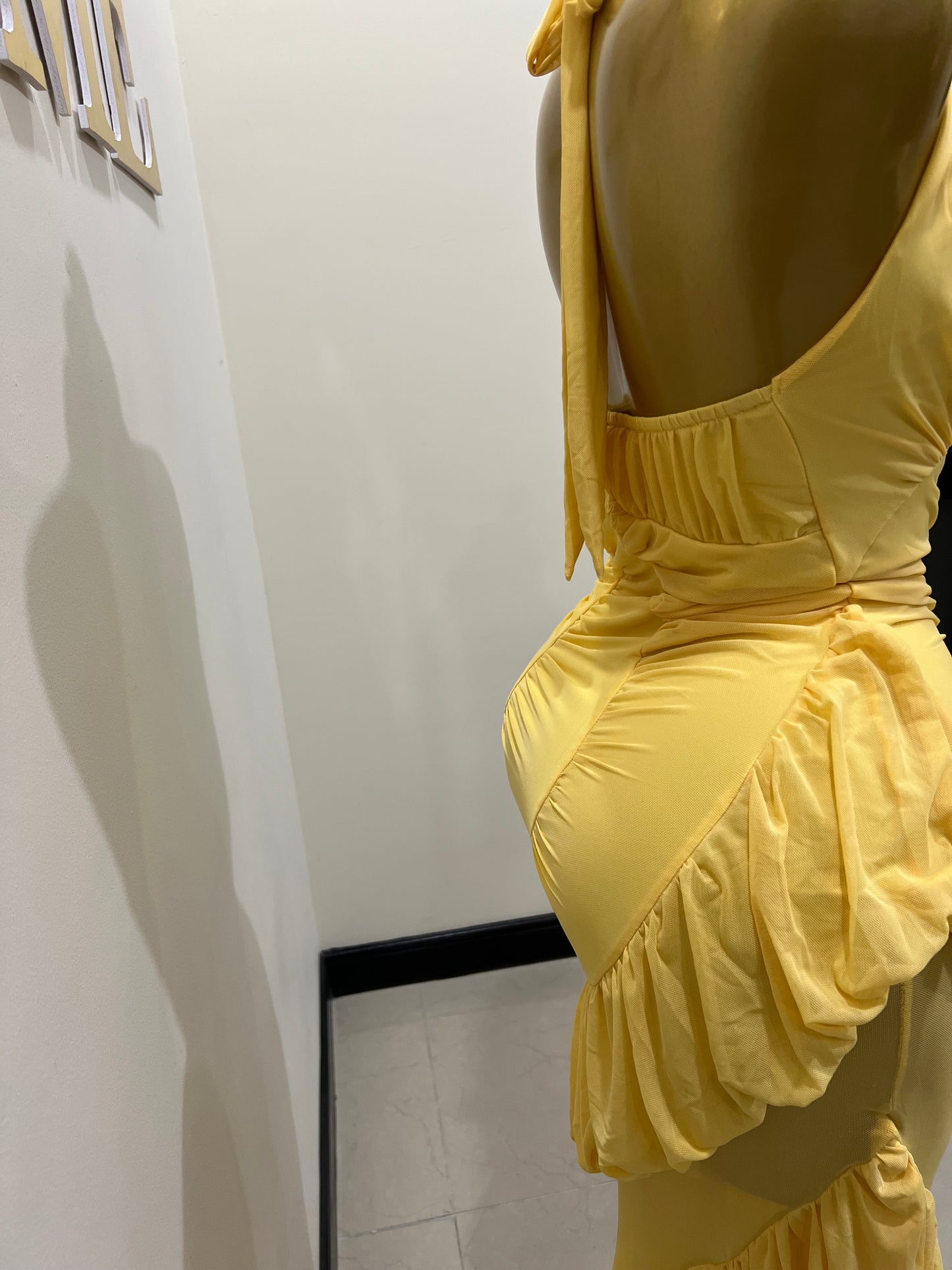 Courtili Ruffle Mesh Dress (Yellow)
