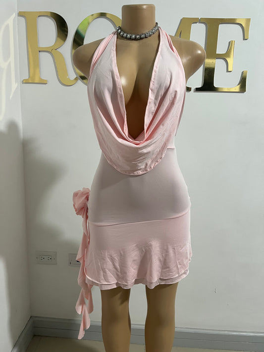 Flare Rose Ruffle Dress (Pink)