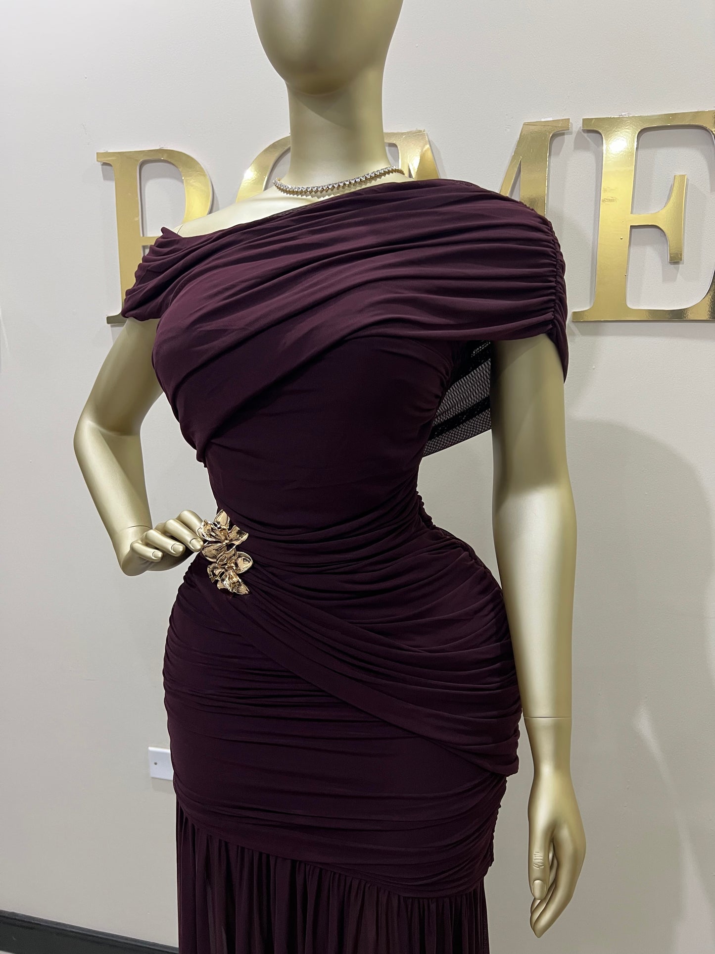 Michelle Lydia Shoulder Dress (Espresso)