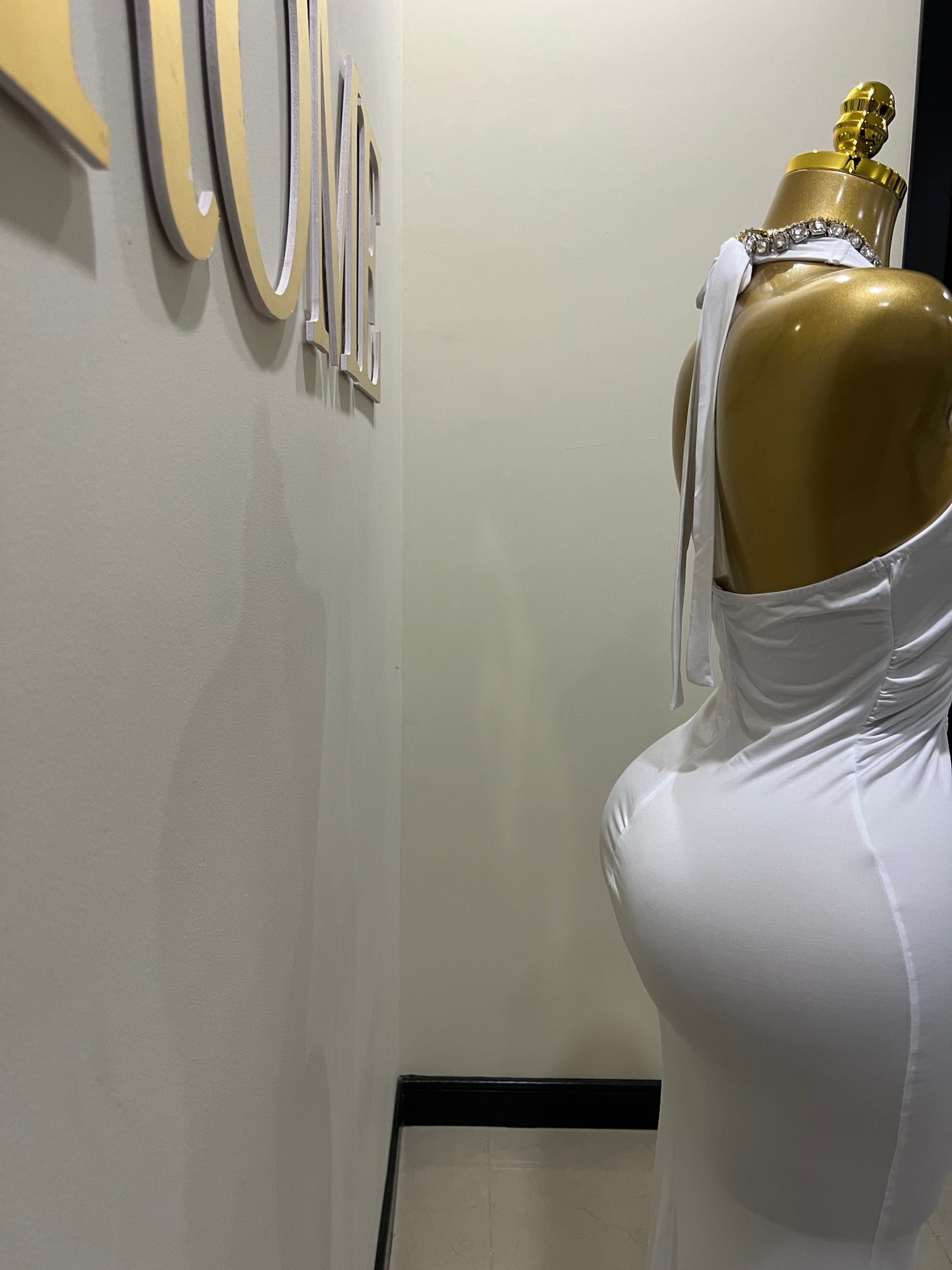 Chinelle Nara Halter Button Dress (White)