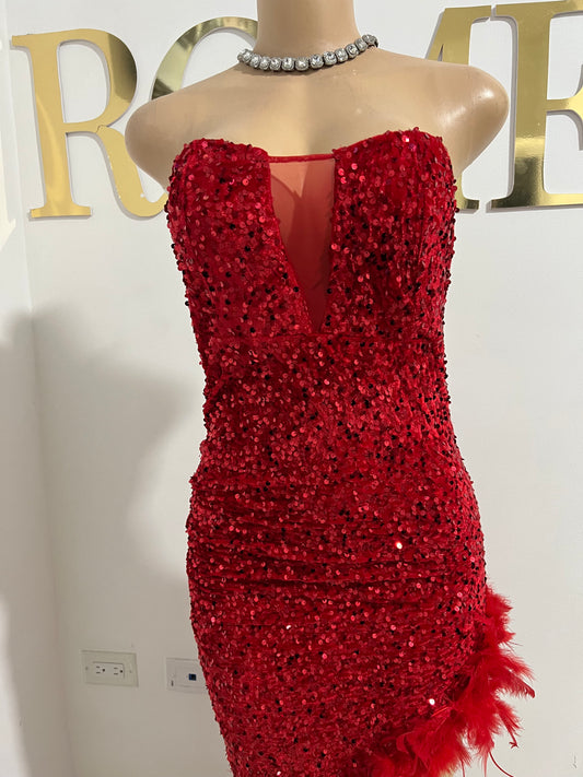 Octavia X Feather Dress (Red)