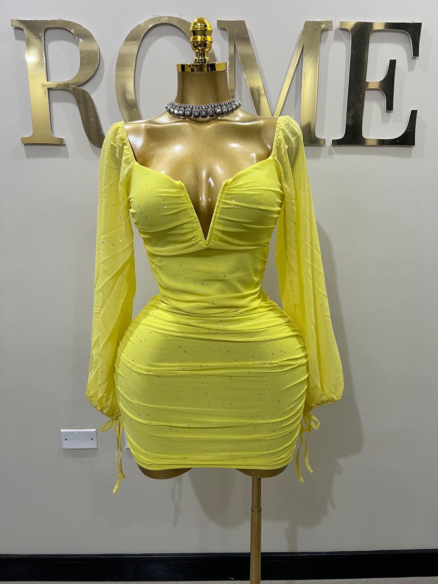 Aubrey Sprinkles Mesh Dress (Yellow)