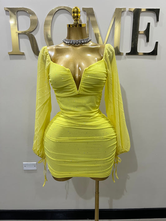 Aubrey Sprinkles Mesh Dress (Yellow)