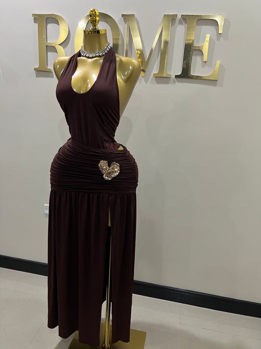 Nara Petal 2 Pcs Bodysuit & Skirt Set (Brown)