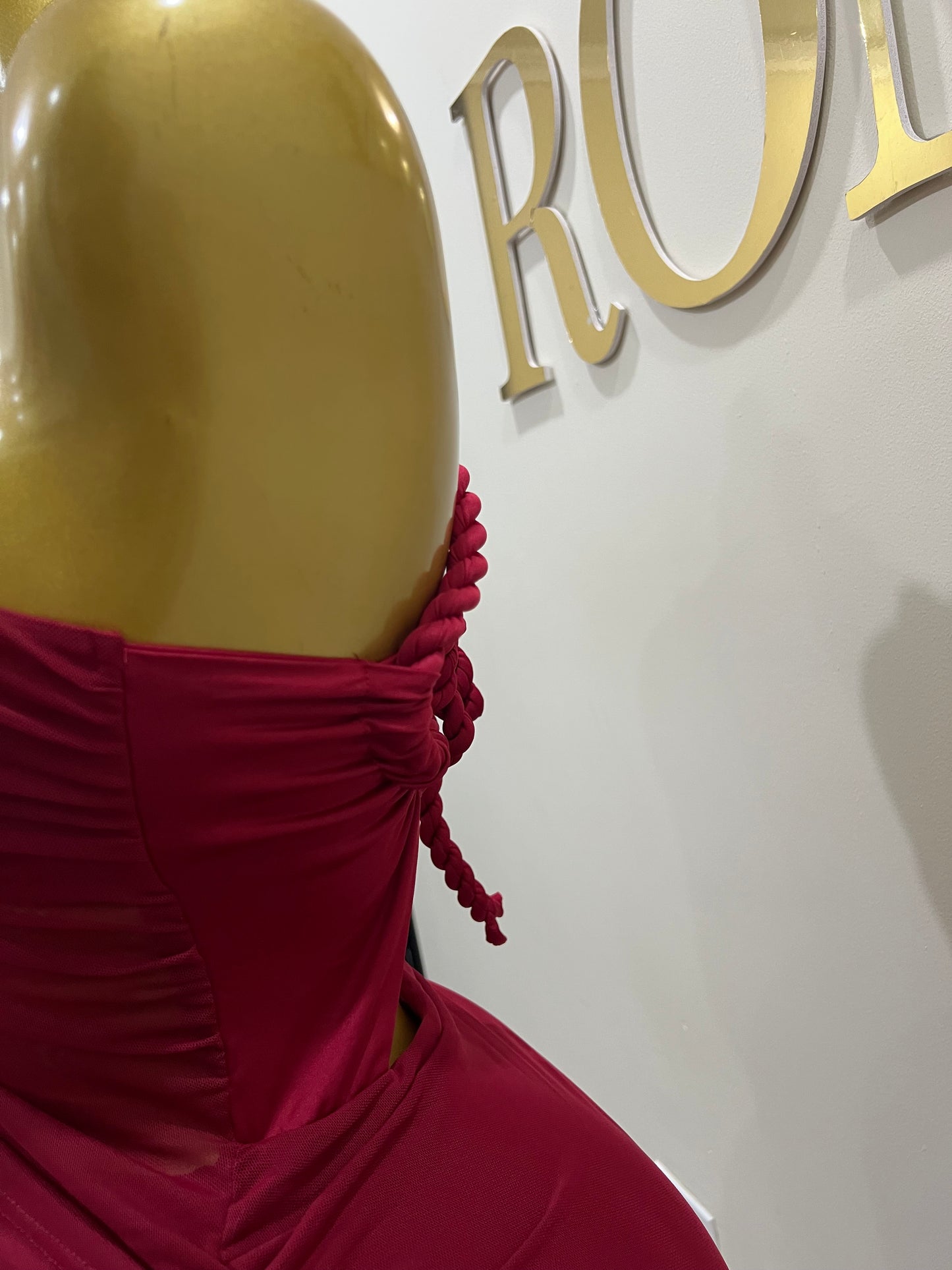 Emma Giselle Mesh Rope Dress (Burgundy)