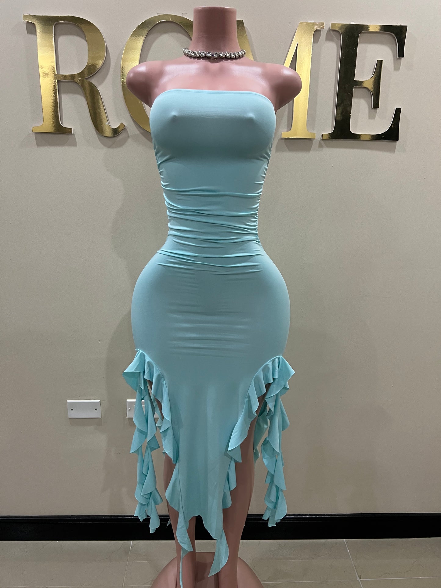 Nia Ruffle Dress (Light Blue)