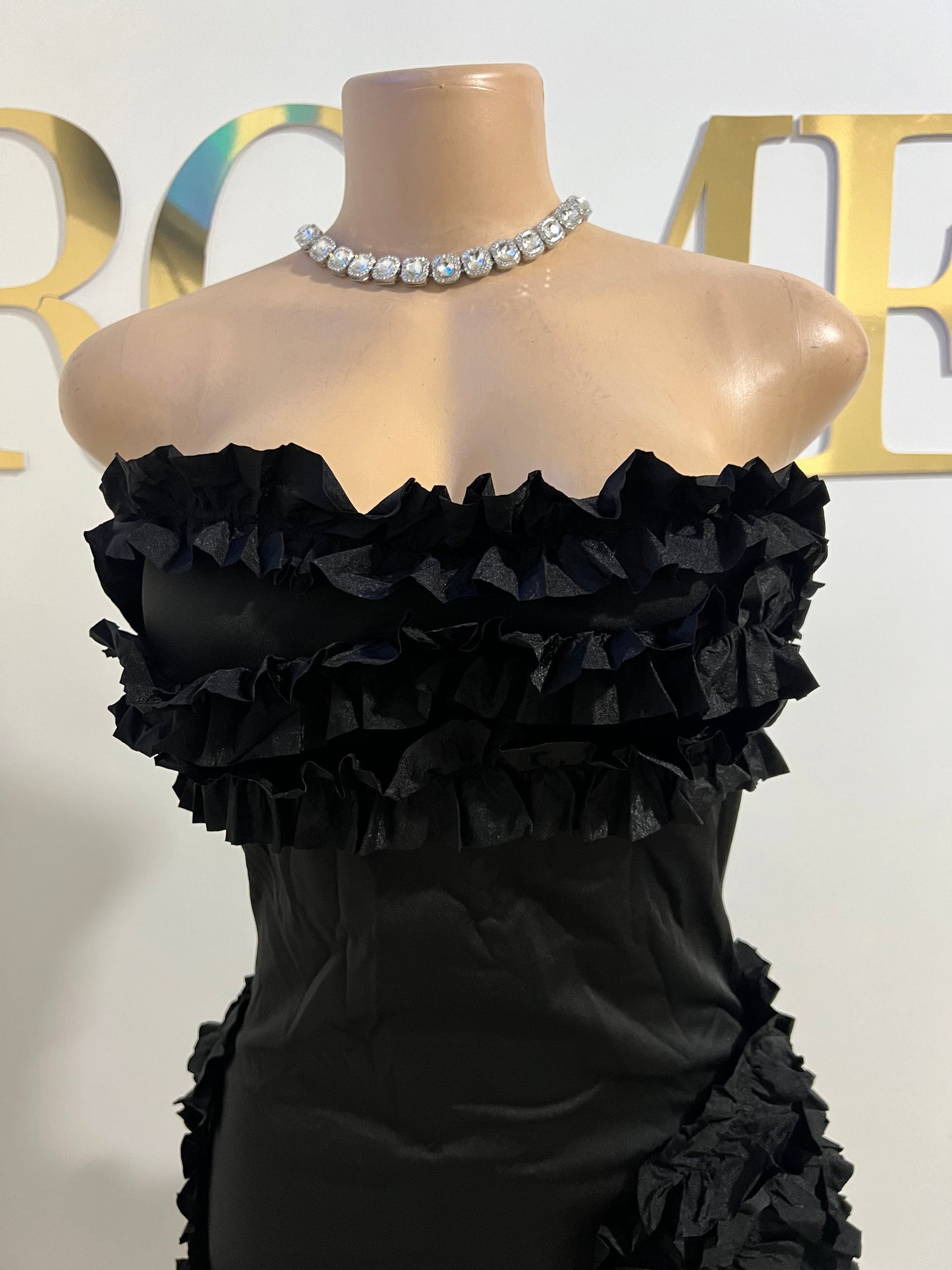 Kate Rouched Mini Dress (Black)