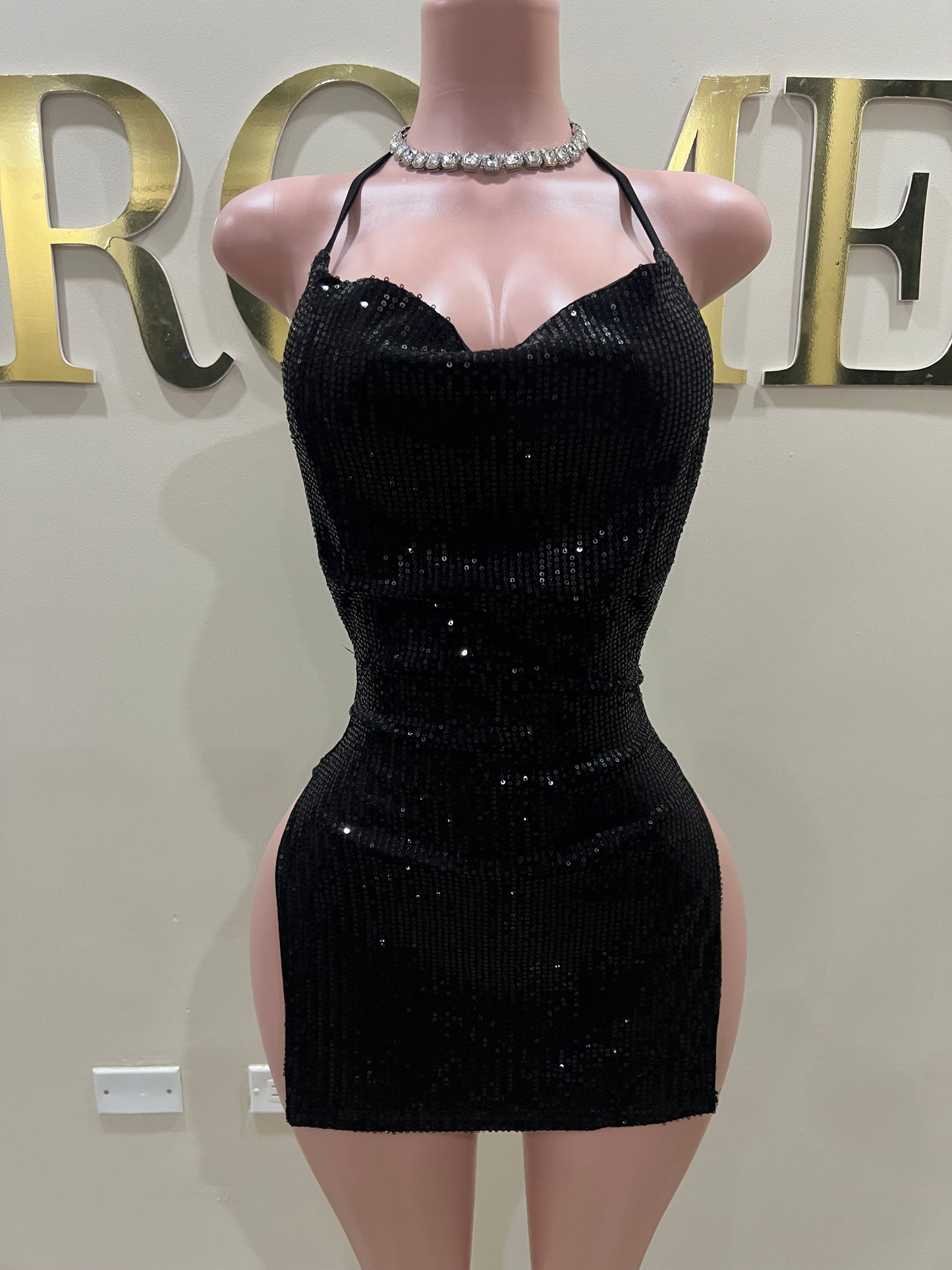 Kim Super Mini Backless Dress (Black)