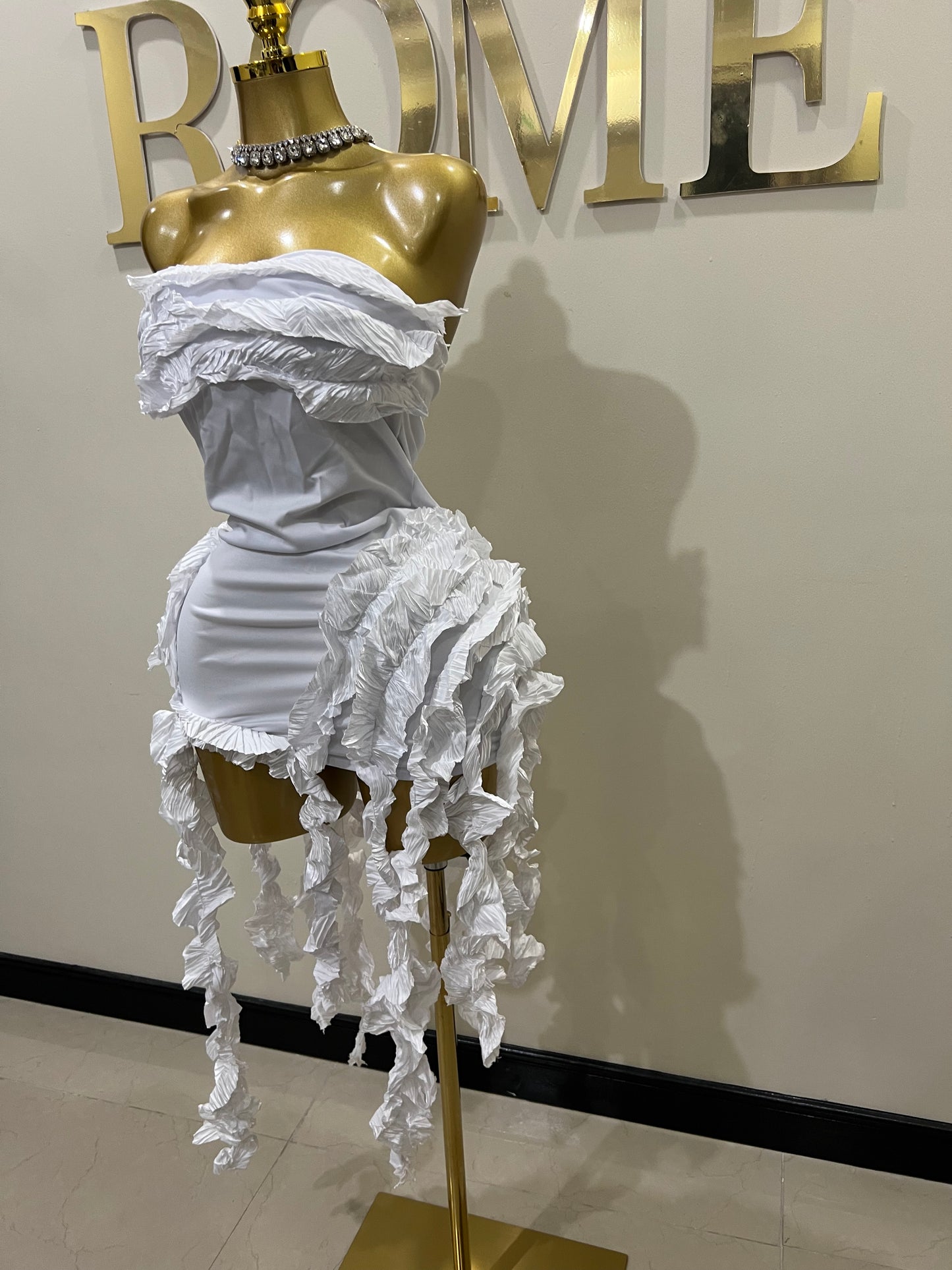 Kate Rouched Mini Dress 2 (White)