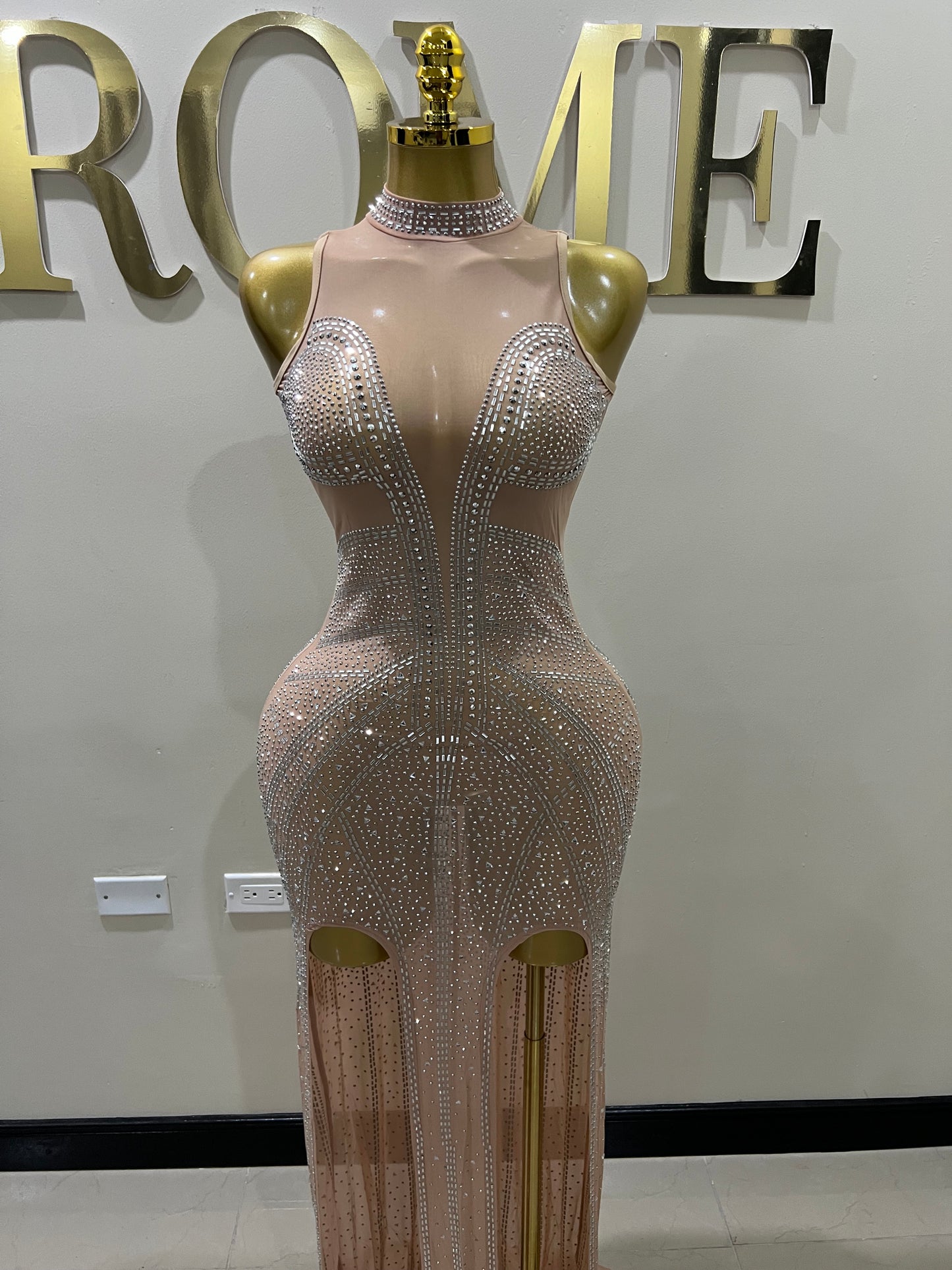Athena Crystal Dress (Nude)