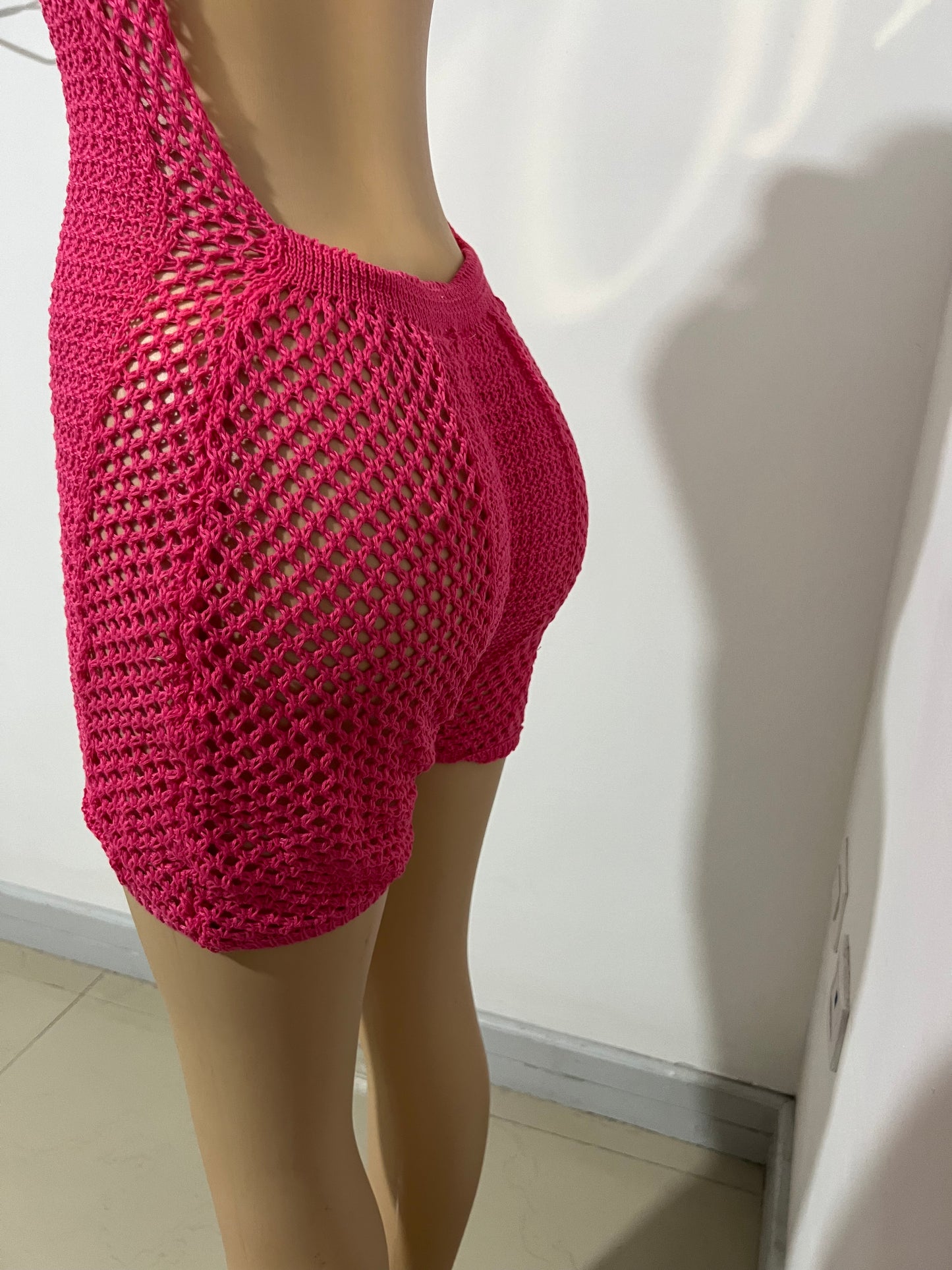 Honey Crochet Romper (Pink)