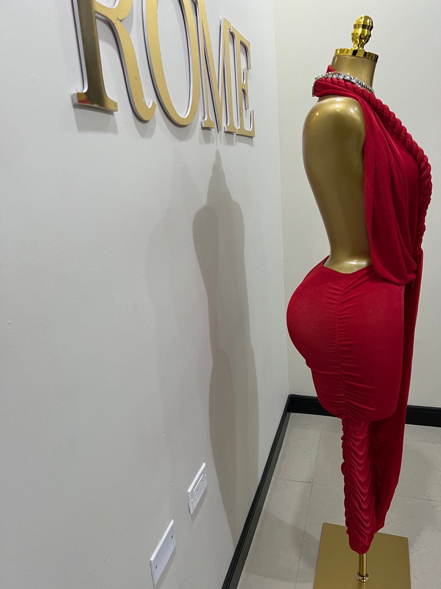 Cassie Long Rope Dress (Red)