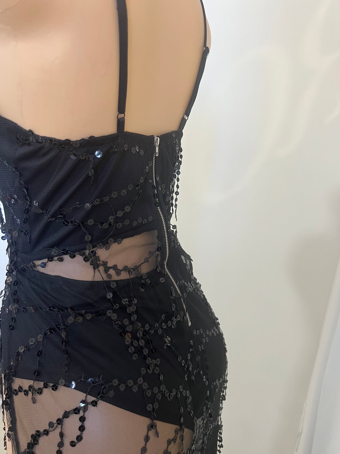 Eva High Split Dress (Black)