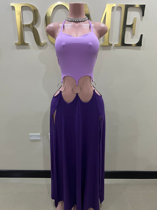 Risa Rings High Spilts Dress (Purple)