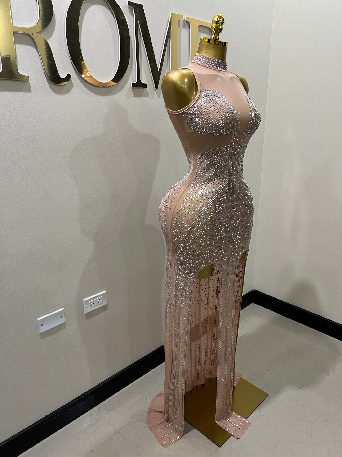 Athena Crystal Dress (Nude)