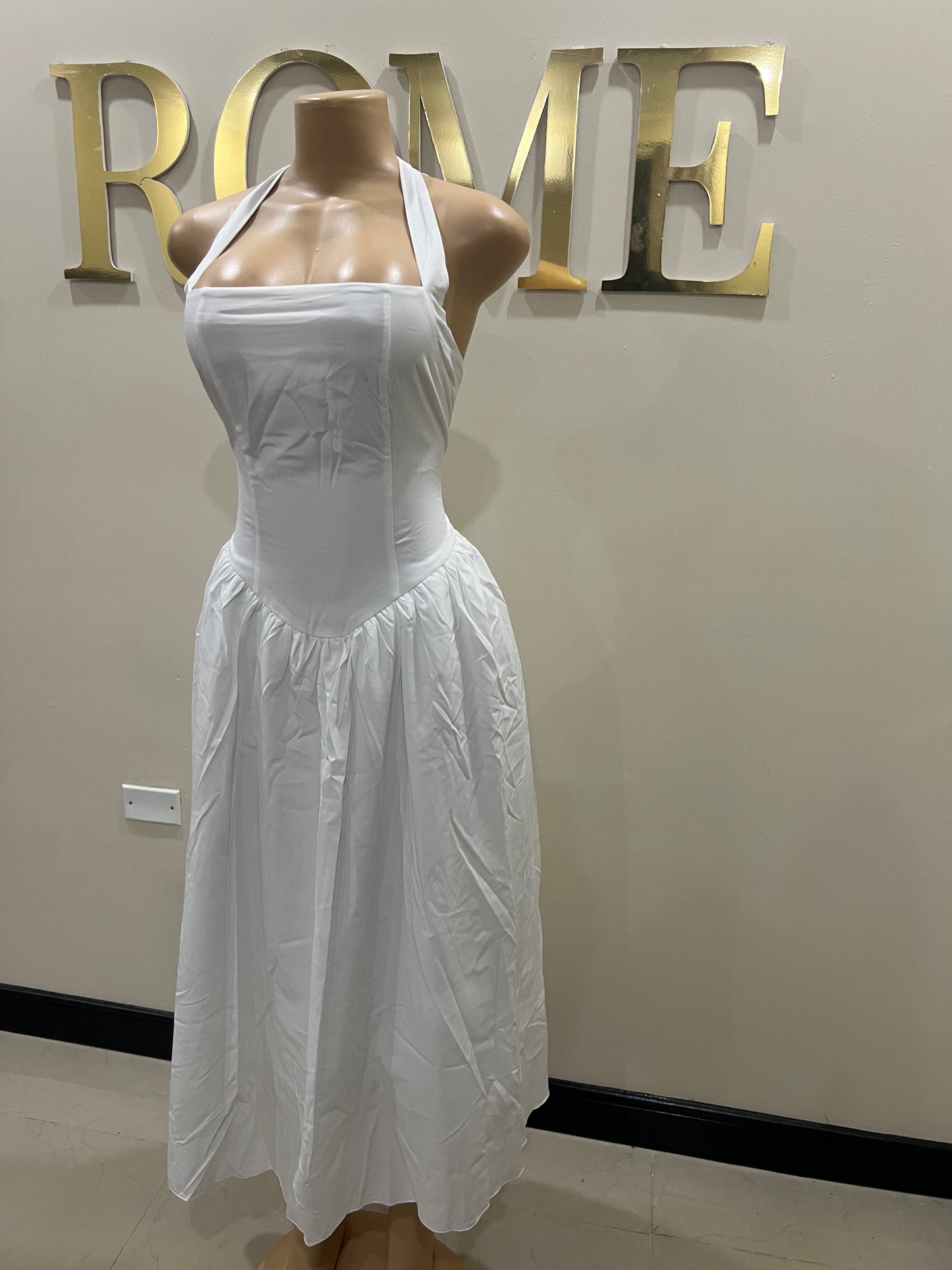 Diana Halter Dress (White)