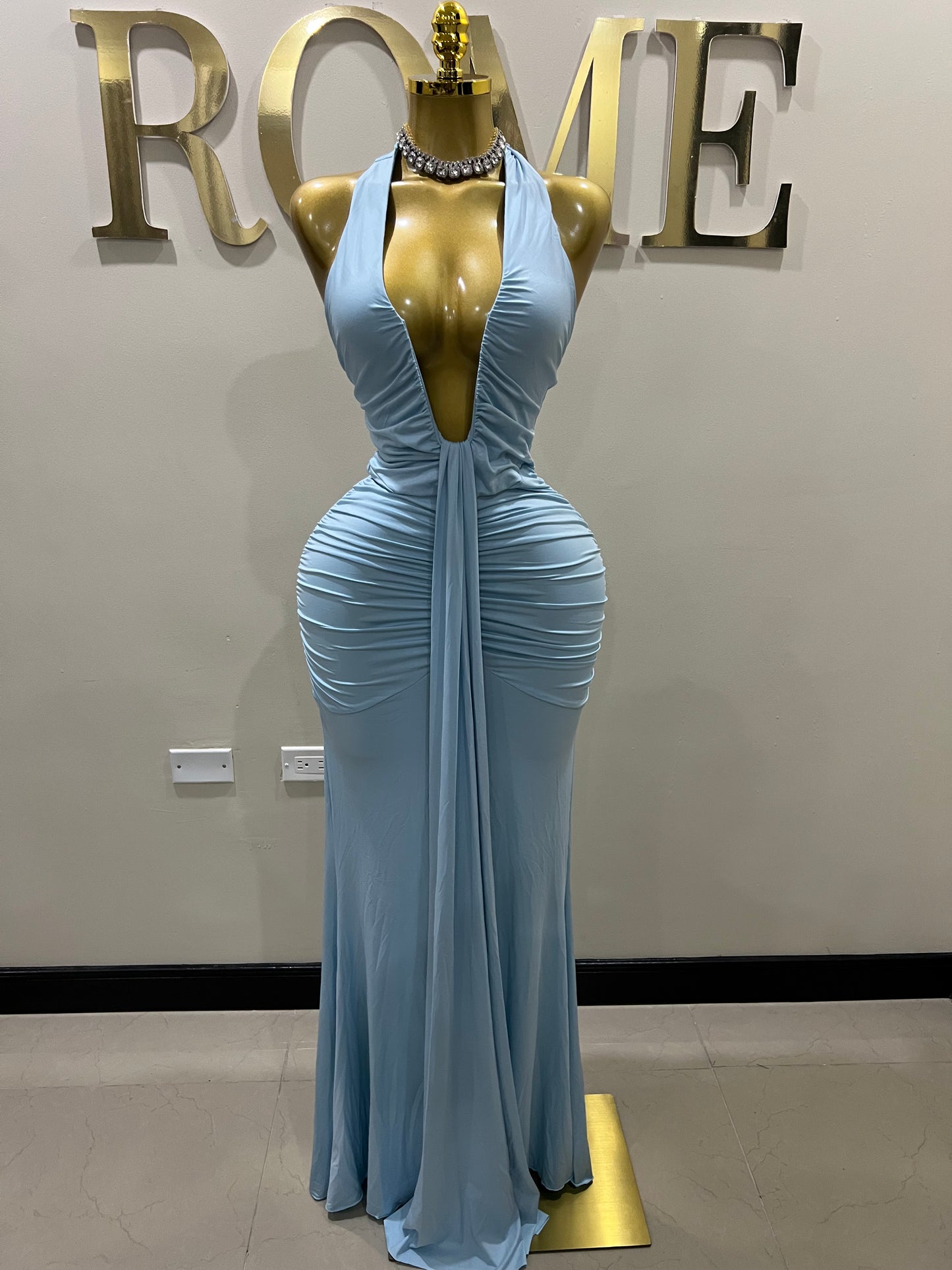 Chinelle Nara Halter Dress (Blue)