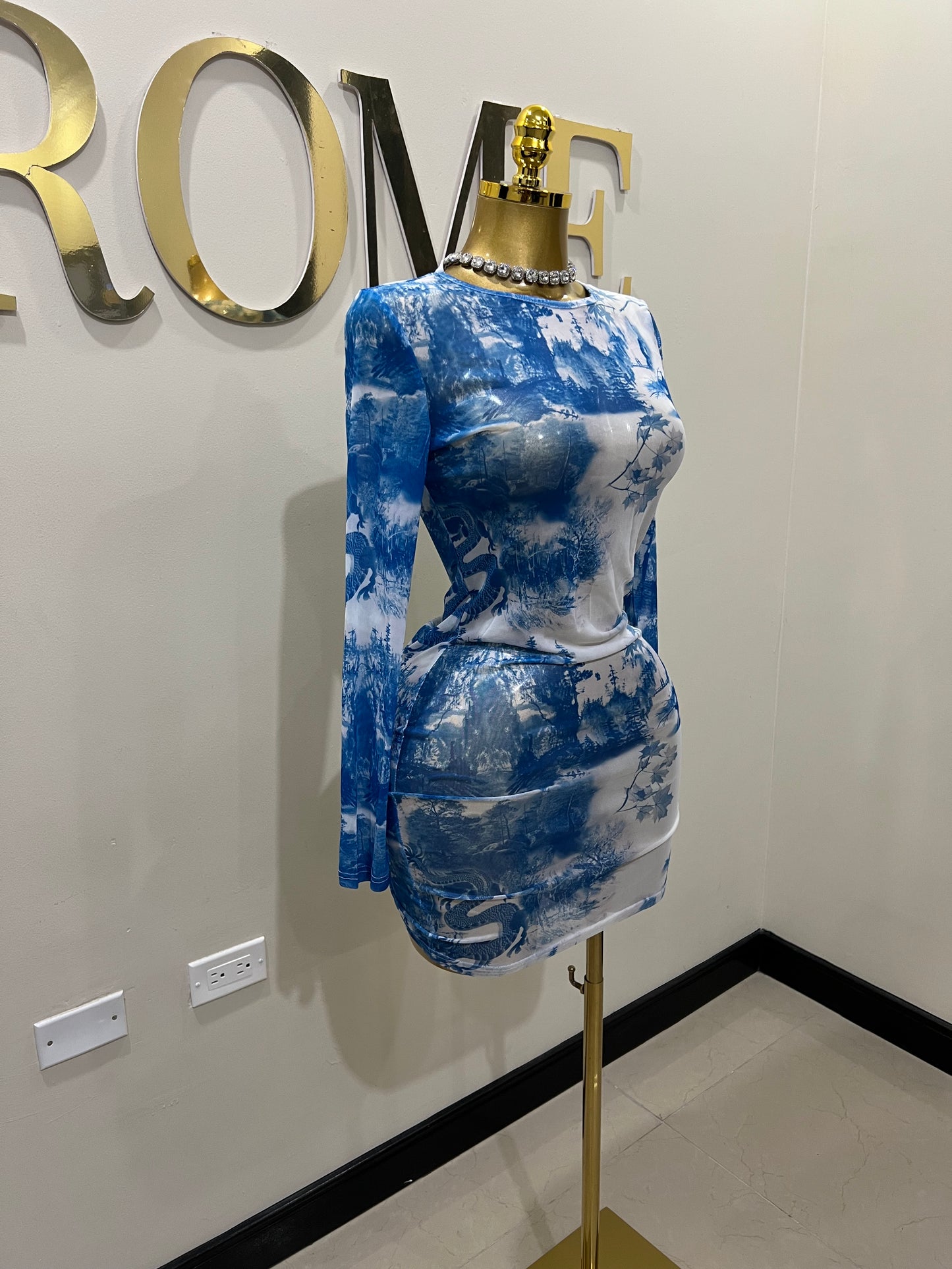 Oceans Blue Mesh Dress