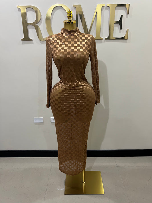 Nia Long Mesh Dress (Brown)