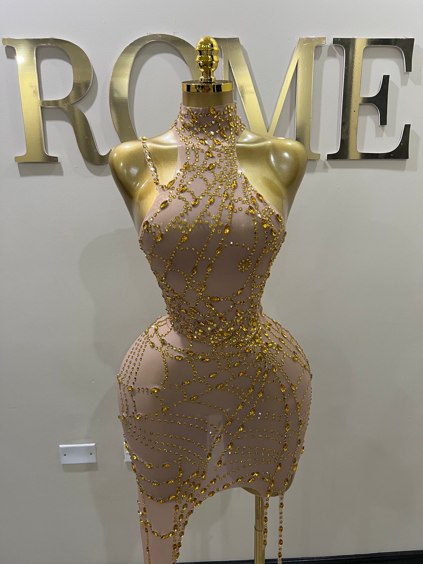 Charlotte’s Web Gemstone Mesh Dress (Gold)