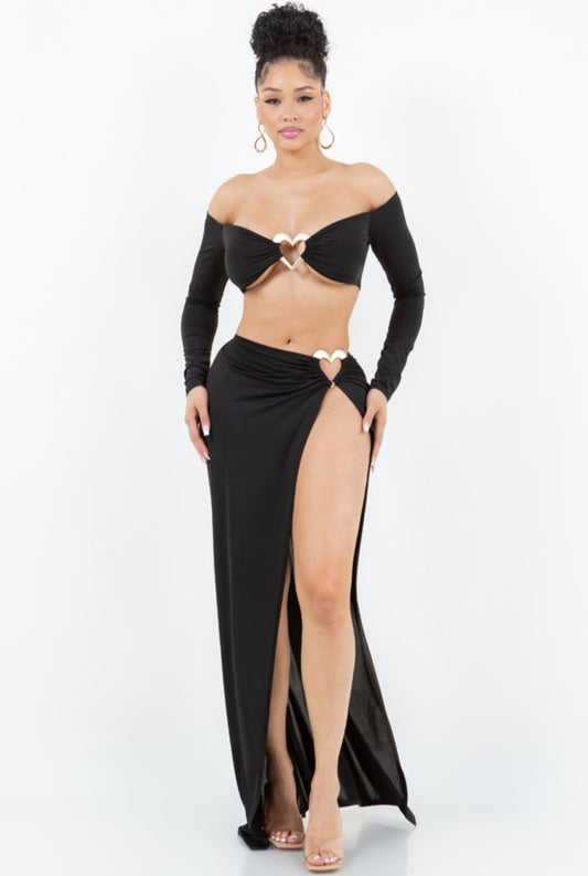 Ming Heart Skirt Set (Black)