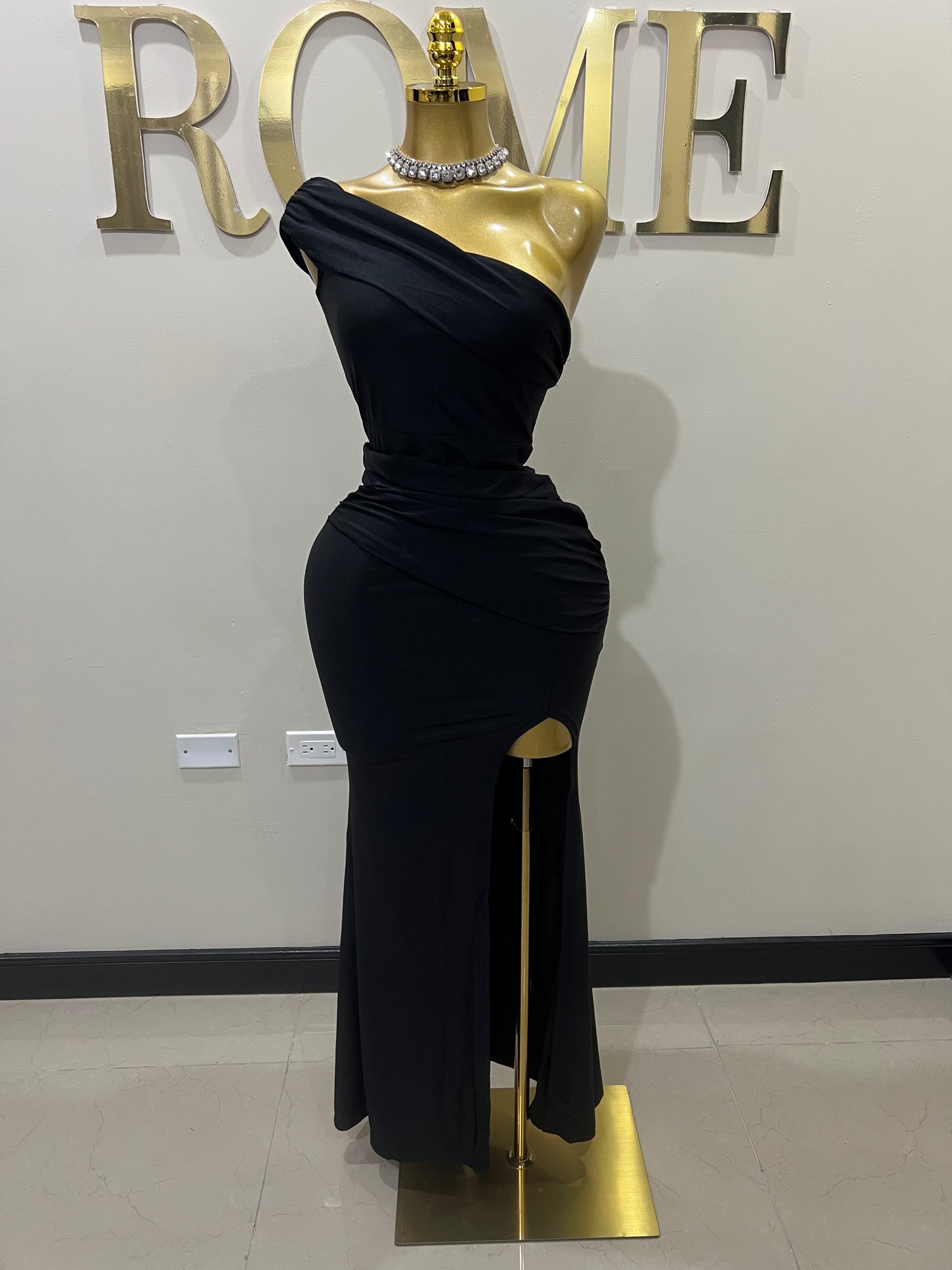 Kerry One Shoulder Dress (Black)