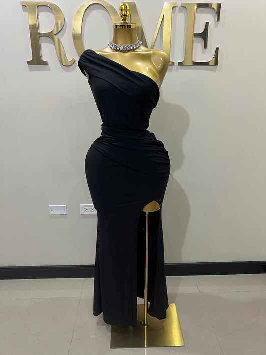 Kerry One Shoulder Dress (Black)