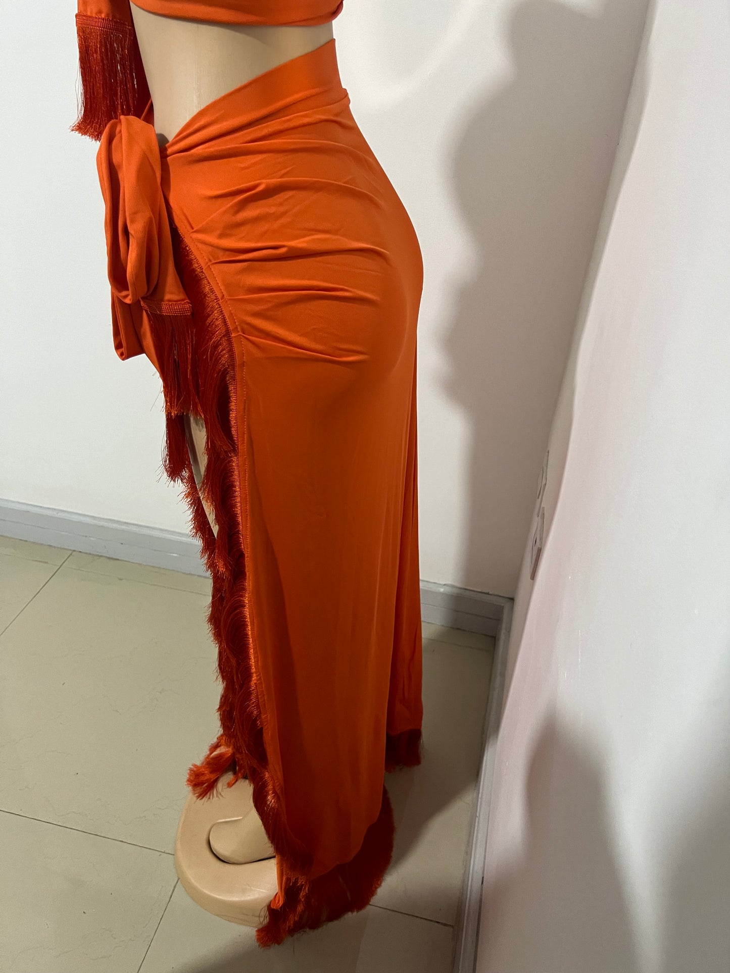 Bonnie Wrap 2 pcs Skirt Set (Orange)