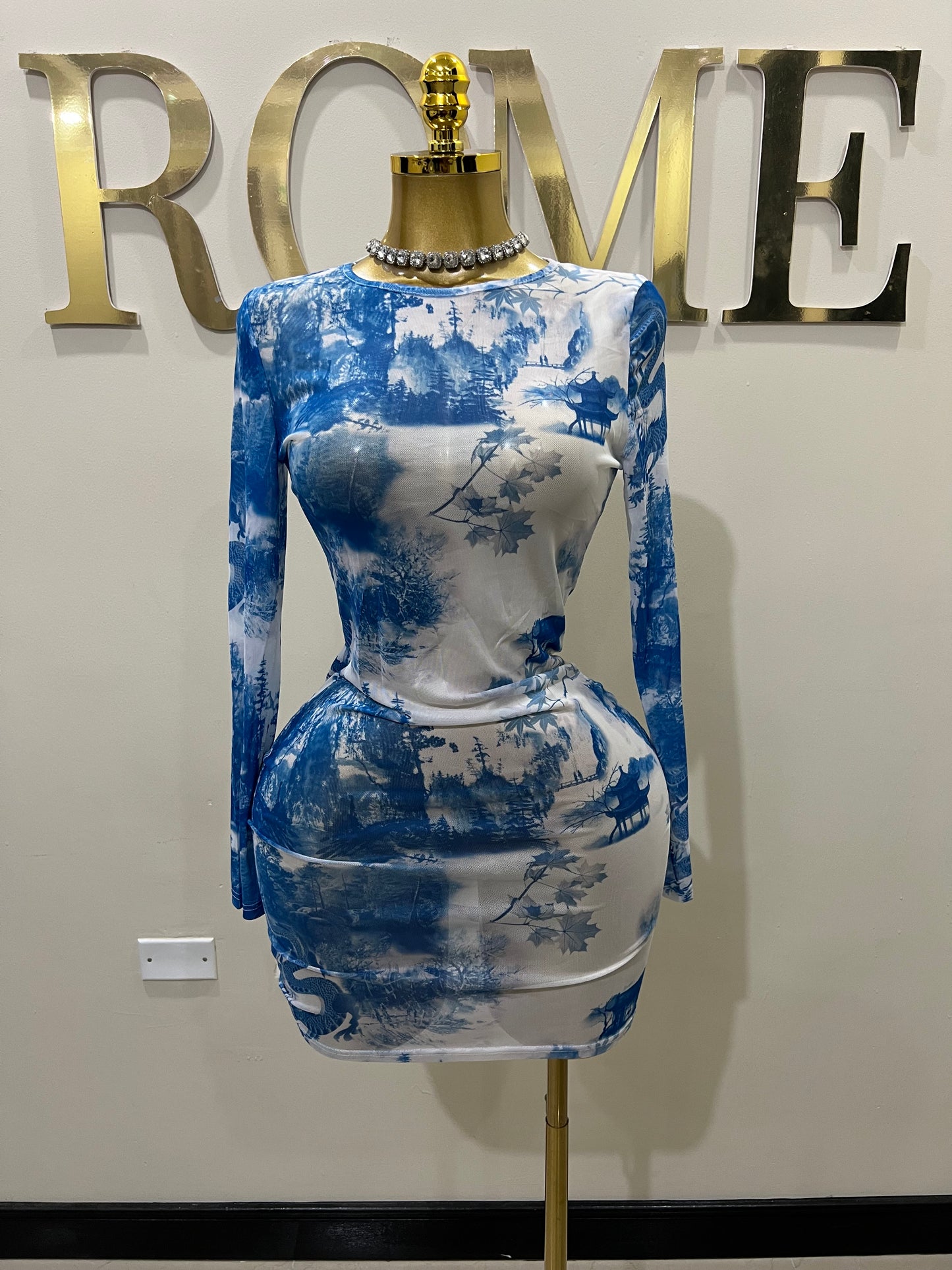 Oceans Blue Mesh Dress