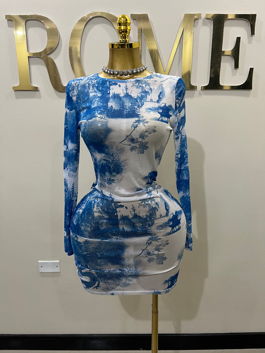 Oceans Blue Mesh Dress