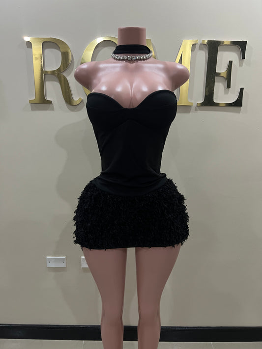 Cindy Fur Dress (Black)