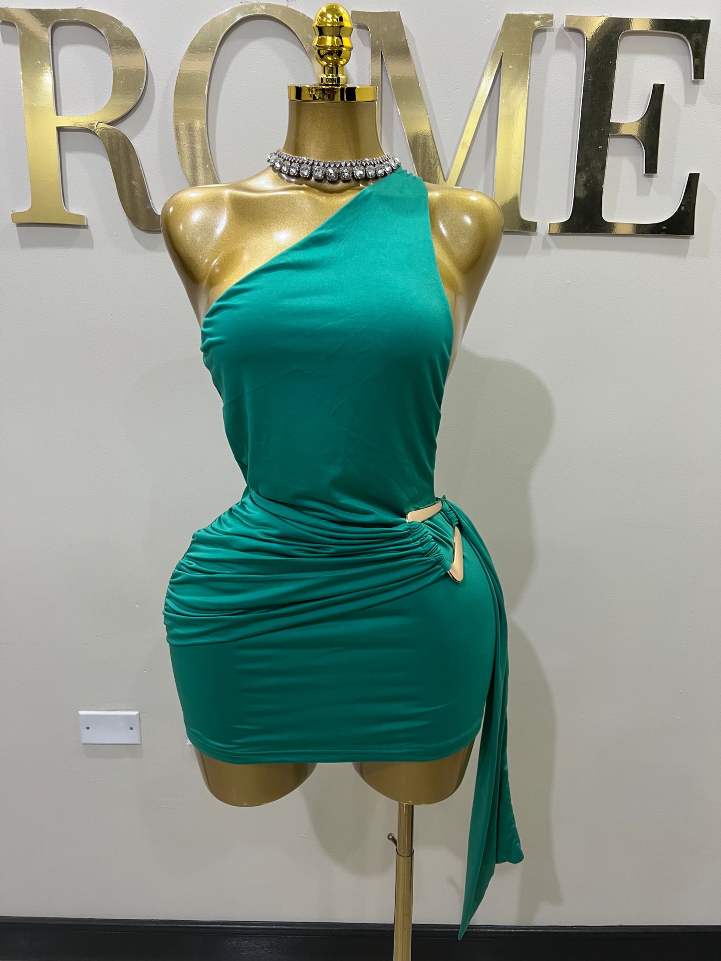 Angle Super Mini Allegra Dress (Green)