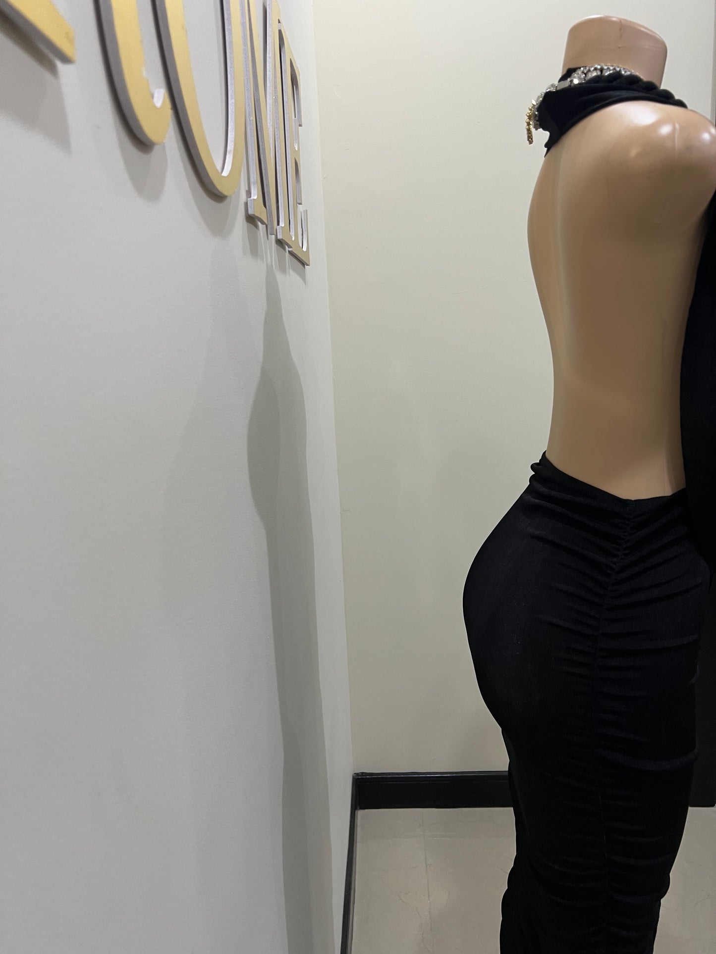 Cassie Long Rope Dress (Black)