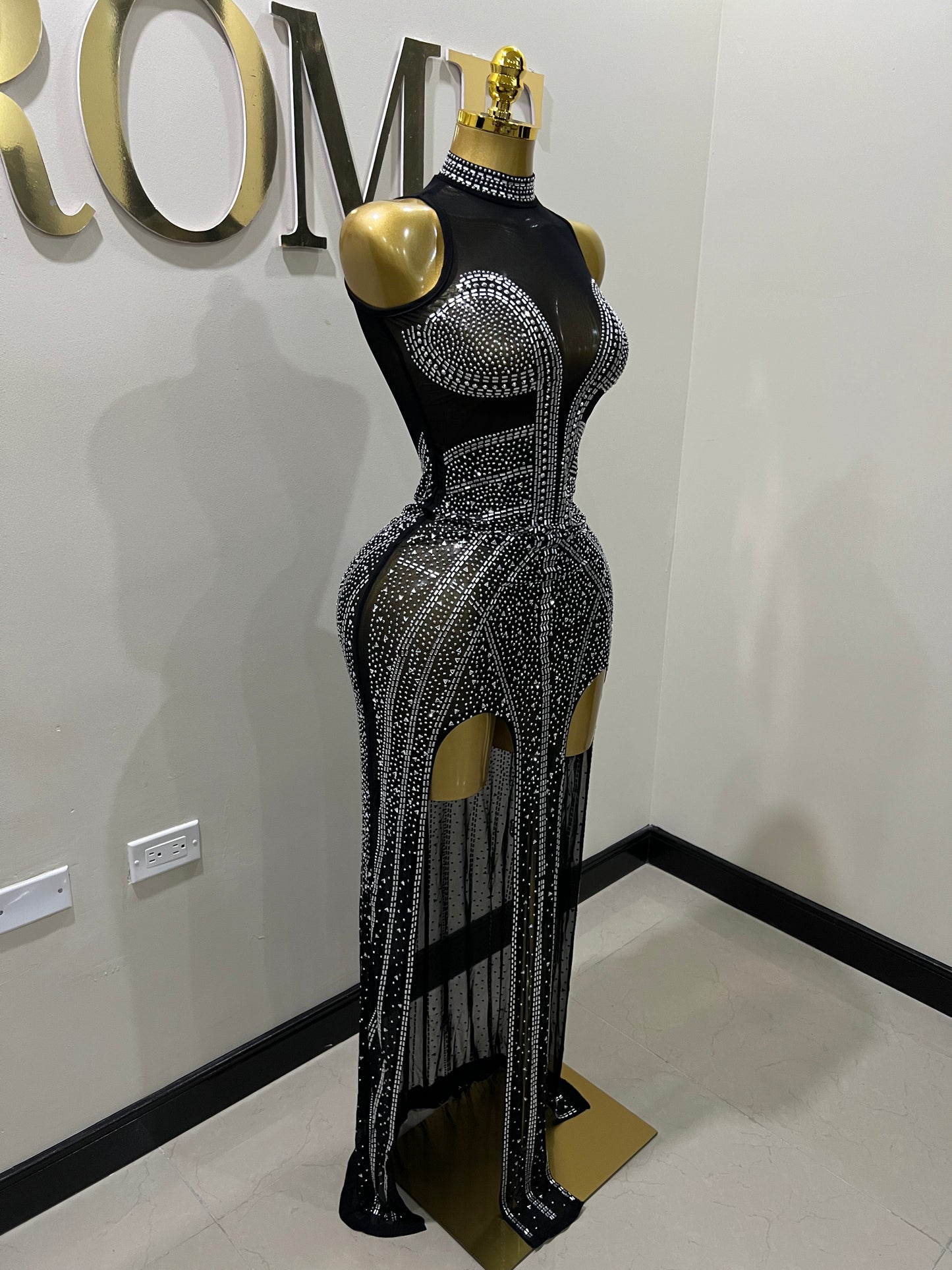 Athena Crystal Dress (Black)